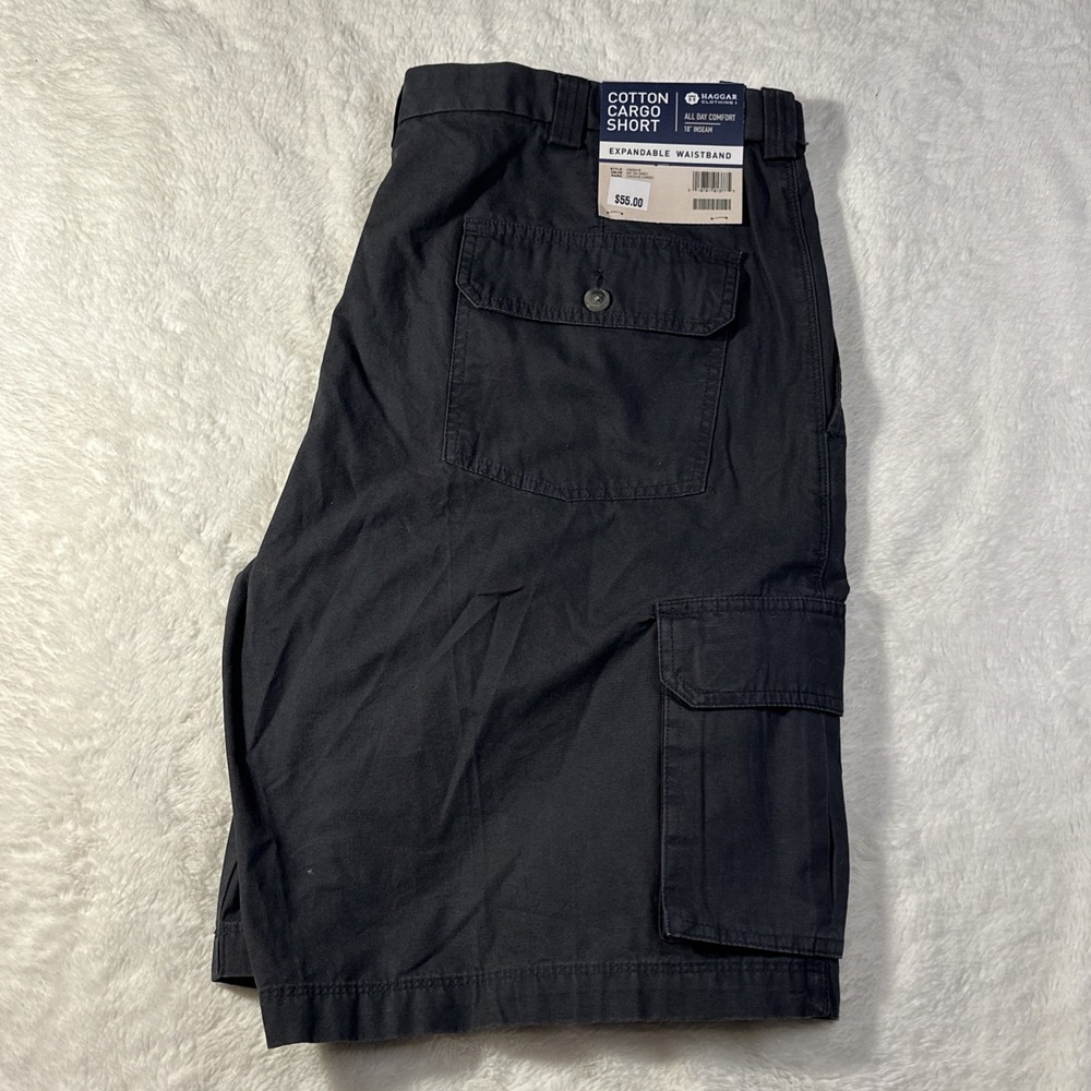Haggar All Day Comfort Stretch Tech Mens 10" Cargo Short, Sz‎ 38W Dark Grey